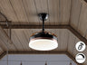 Ventilador de techo Vento Mini negro con aspas escamoteables y luz LED para dormitorio, salón o comedor, estilo moderno e industrial chic. Marca Schuller.