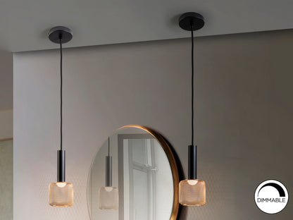 Lámpara colgante Sincro 175265 negro y oro de Schuller para comedor o salón, con diseño moderno, LED y acrílico.