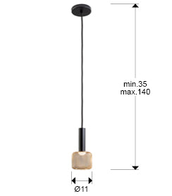 Medidas de Lámpara colgante Sincro negro y oro de Schuller en comedor moderno con luz LED dimable, fabricada en metal y acrílico.