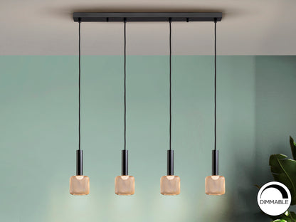 ```
Lámpara de techo Sincro negra y oro de Schuller (175395) - Diseño moderno con 4 luces LED dimmables para salón comedor, metal y acrílico
```