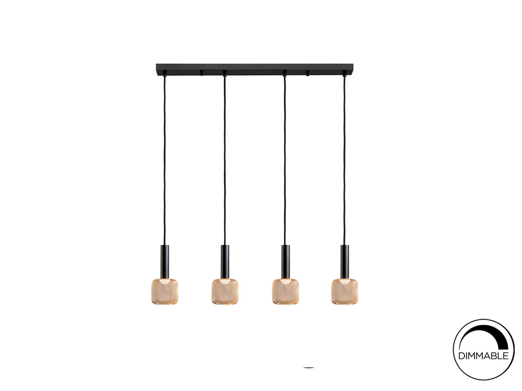 Lámpara de techo Sincro negro y oro de Schuller (175395) para salón comedor con 4 luces LED dimmables, diseño moderno en metal y acrílico.