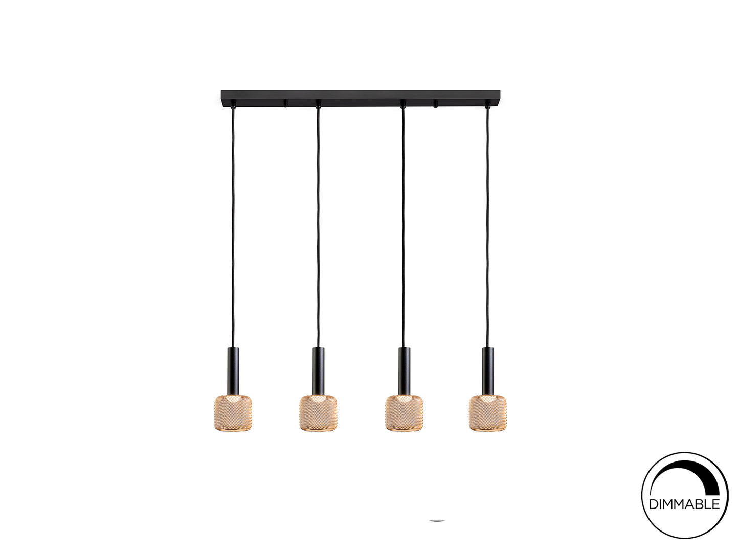 Lámpara de techo Sincro negro y oro de Schuller (175395) para salón comedor con 4 luces LED dimmables, diseño moderno en metal y acrílico.