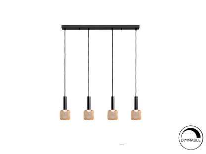 Lámpara de techo Sincro negro y oro de Schuller (175395) para salón comedor con 4 luces LED dimmables, diseño moderno en metal y acrílico.