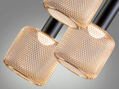 Lámpara colgante Sincro negro y oro de Schuller (175470) con iluminación LED dimable, ideal para comedor y salón. Diseño moderno en metal y acrílico.