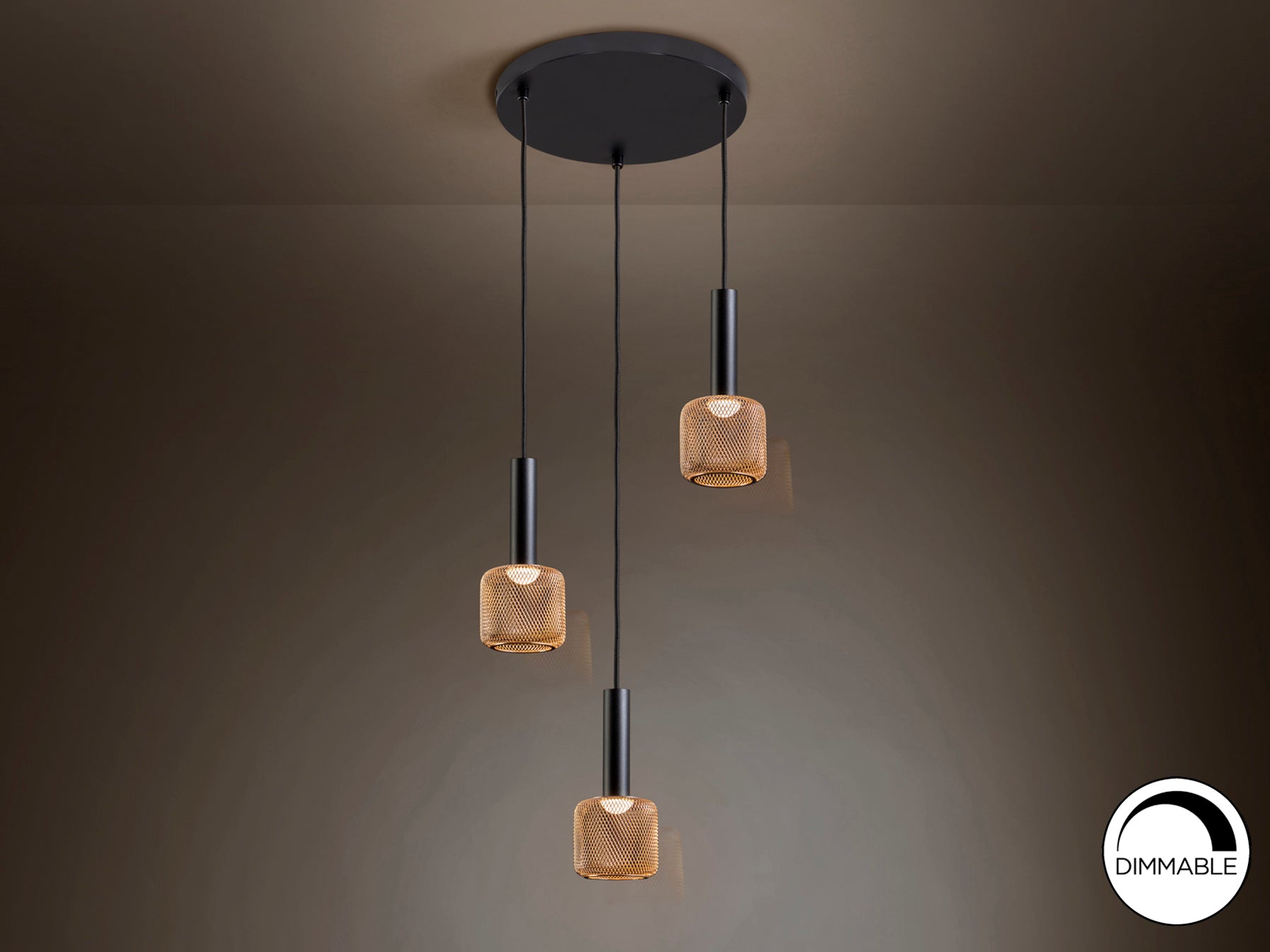 Lámpara colgante Sincro negro y oro de Schuller (175470) - Diseño moderno con acrílico y metal, ideal para comedor o salón, con LED dimable.