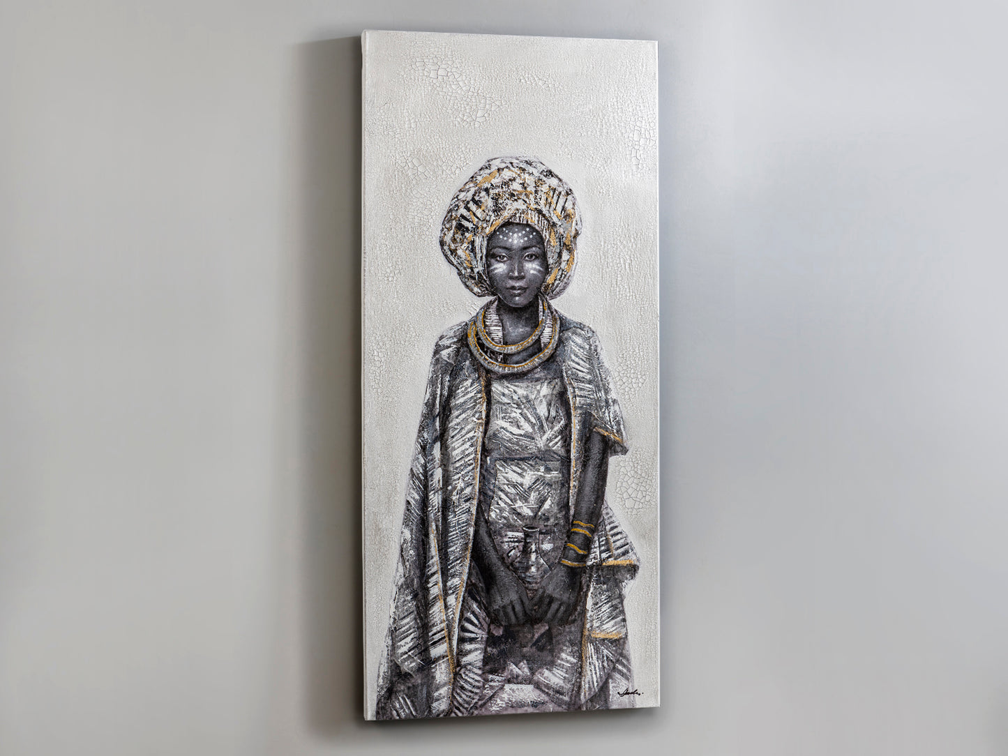 Pintura acrílica Kisai 70x160 de Schuller, arte abstracto en lienzo, ideal para decoración moderna de salón y dormitorio.