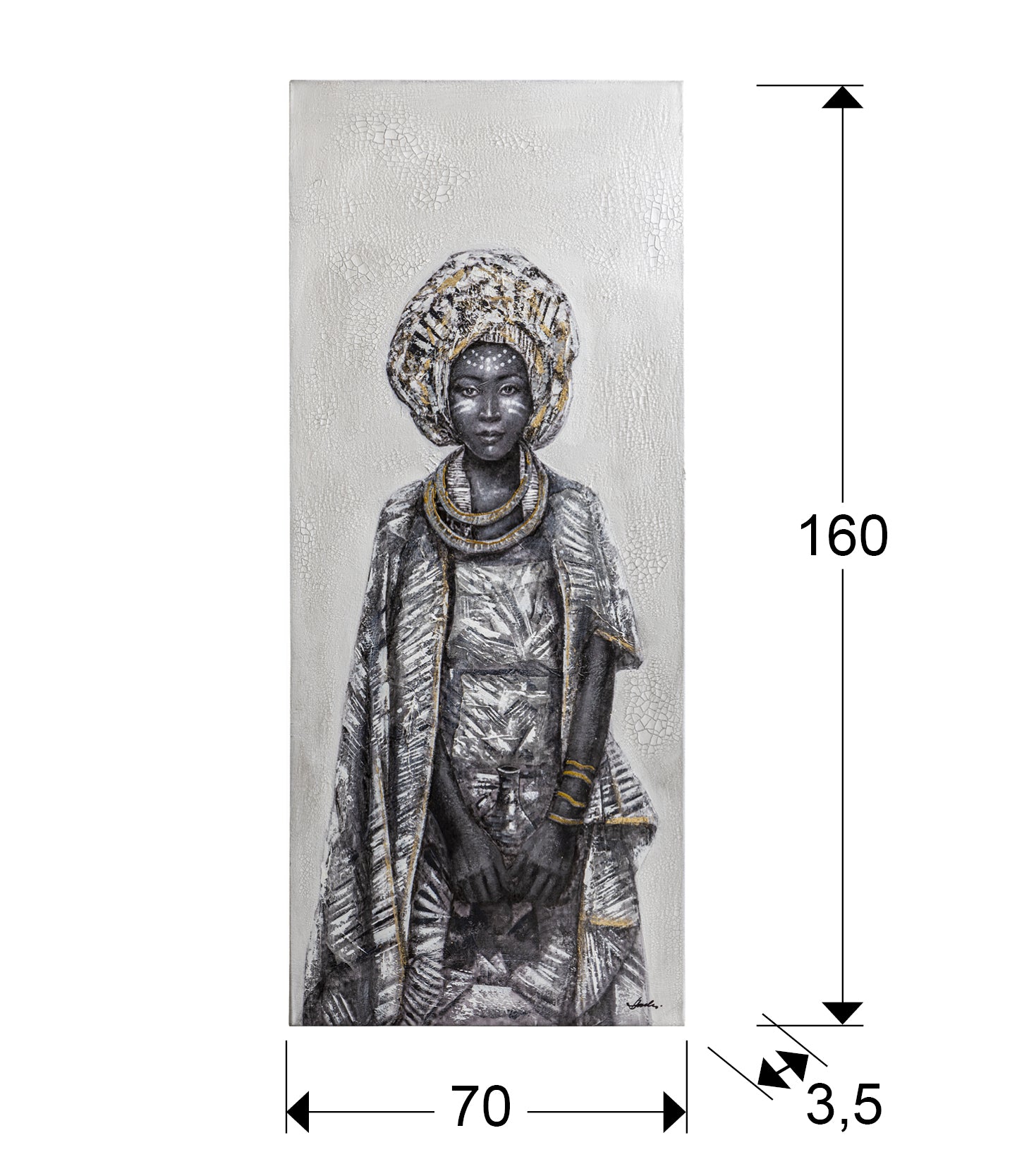 Medidas de ```
Pintura acrílica Kisai 70x160 de Schuller (207584) - Cuadro abstracto en lienzo para decoración moderna de salón o dormitorio.
```