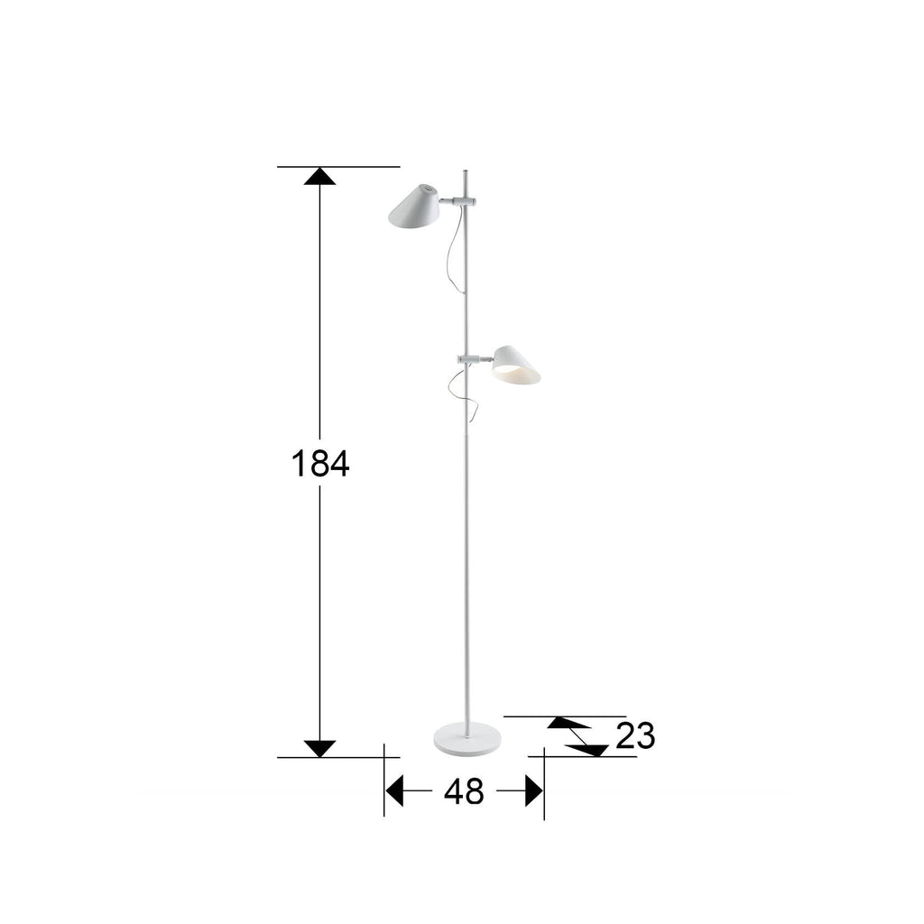Medidas de Lámpara de pie ESINO blanca mate con LED regulable y control remoto, diseño moderno y minimalista para salón - Schuller 215589