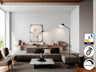 Lámpara de pie Esino negra mate con control remoto, LED regulable, ideal para salón moderno. Marca Schuller, modelo 215732.