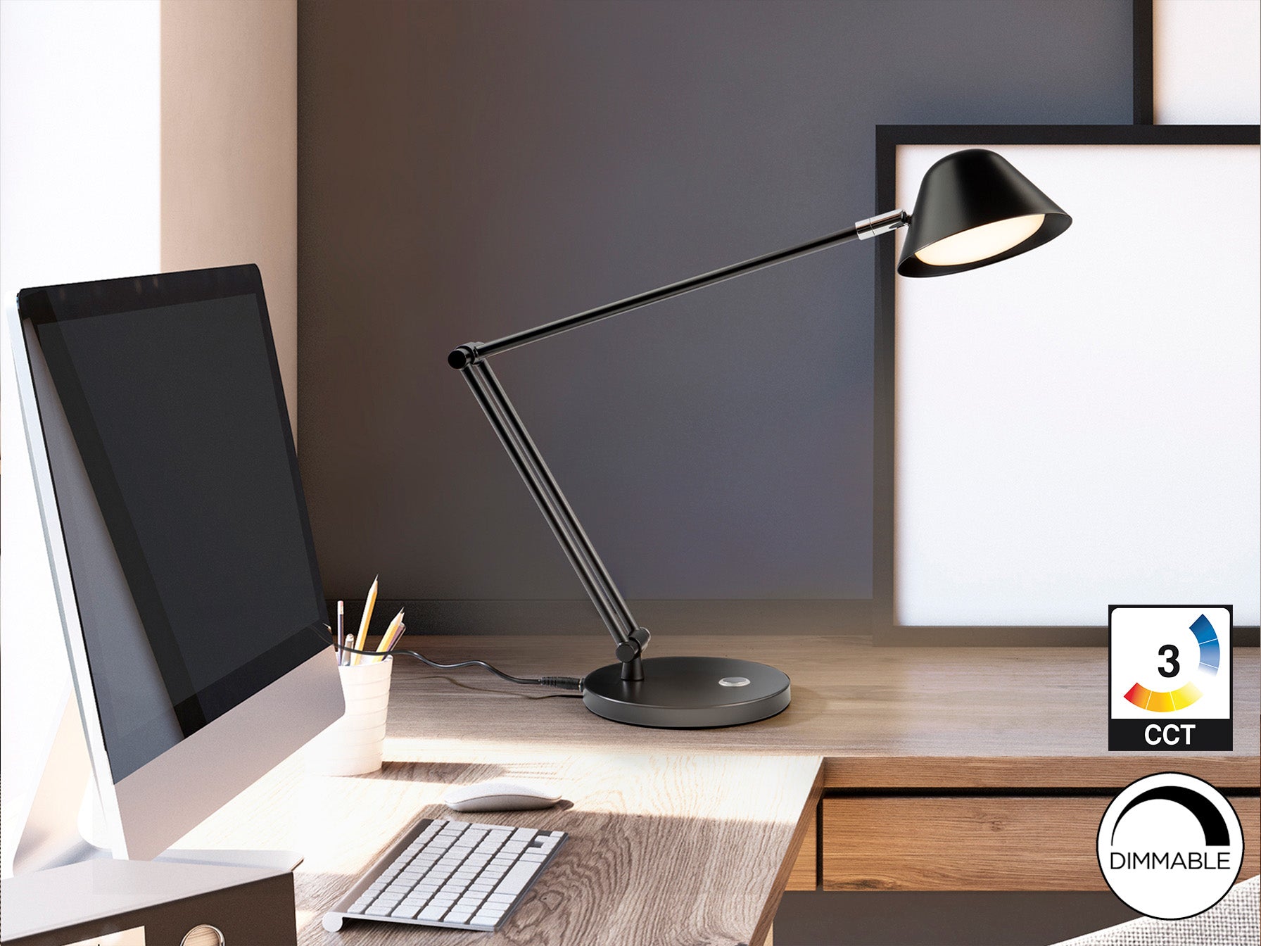 Lámpara de sobremesa Taros 1L negra mate de Schuller (215862) - Diseño moderno y minimalista con LED regulable, ideal para dormitorio, estudio, salón y oficina. Fabricada en aluminio y metal con estilo industrial y nórdico.