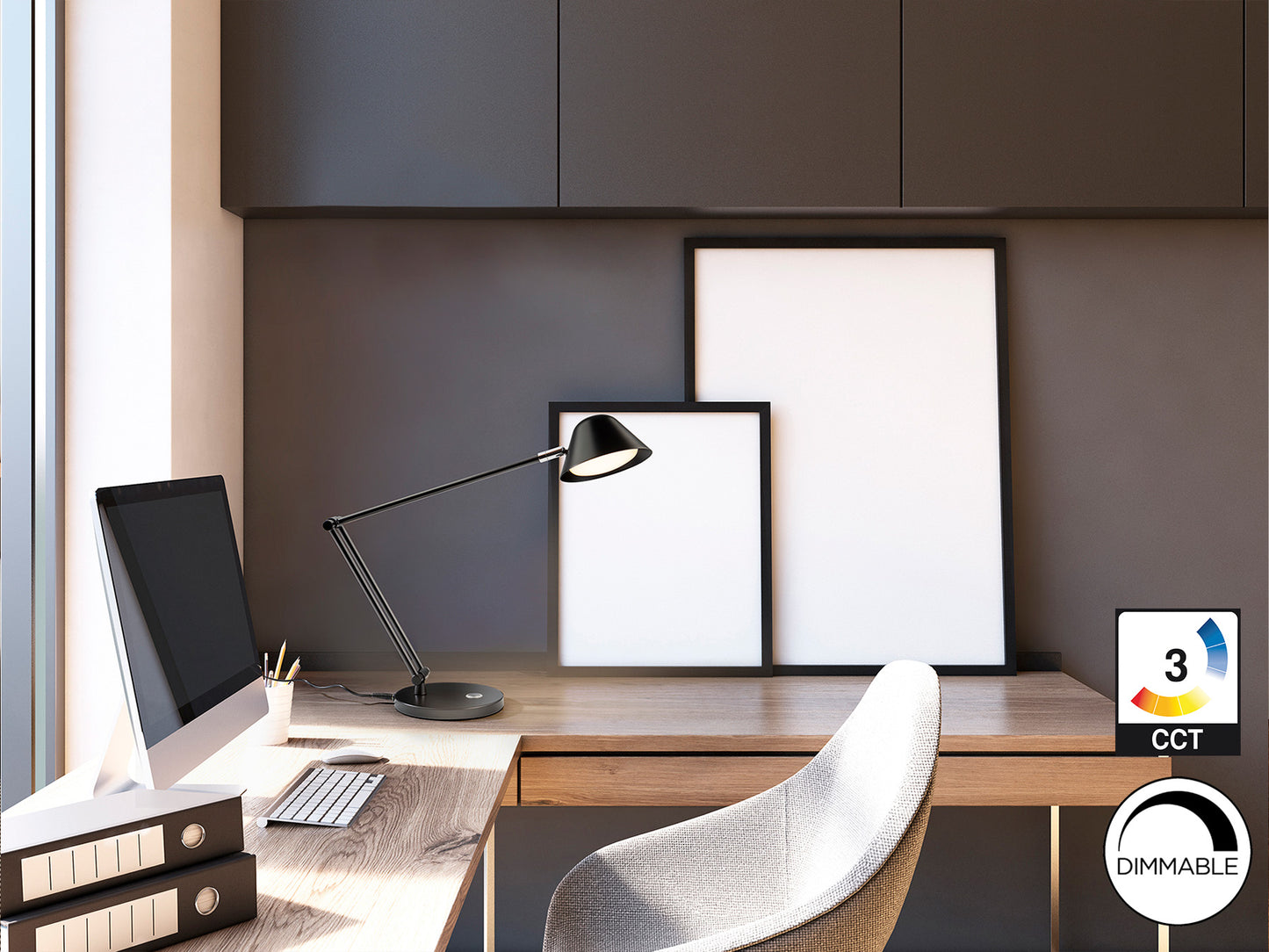 Lámpara de sobremesa Taros 1L negro mate de Schuller. Diseño moderno y minimalista en metal y aluminio, ideal para dormitorio, estudio, salón u oficina. Iluminación LED regulable con estilo industrial y nórdico. Modelo 215862.