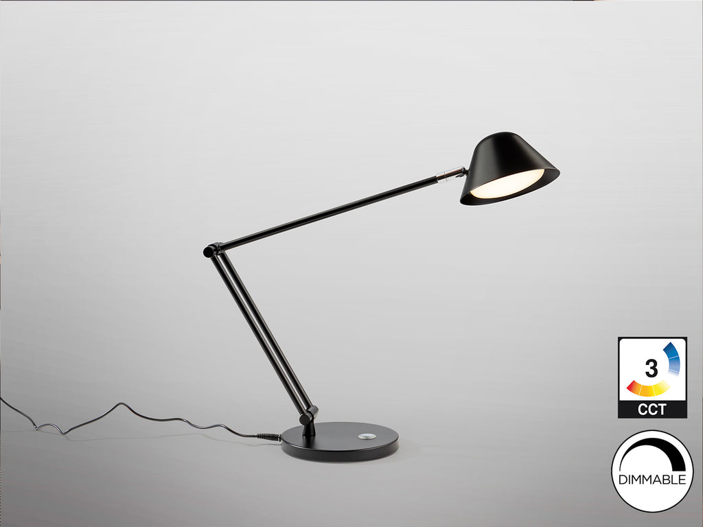 Lámpara de sobremesa Taros 1L negra mate de Schuller | Diseño moderno y minimalista con iluminación LED regulable, ideal para dormitorio, estudio, salón y oficina. Fabricada en aluminio y metal con estilo industrial y nórdico.