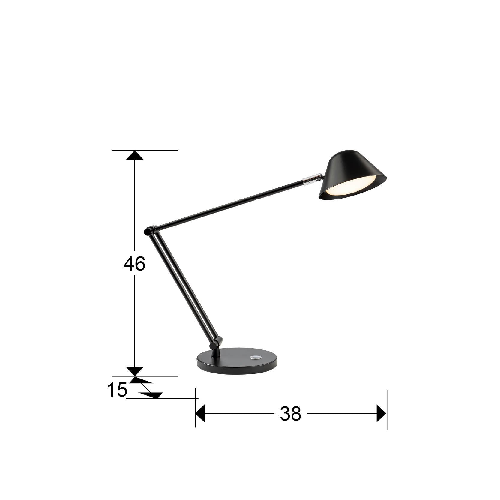 Medidas de Lámpara de sobremesa Taros 1L negro mate Schuller - Diseño moderno y minimalista con LED regulable, ideal para dormitorio, estudio, salón u oficina. Fabricada en aluminio y metal, estilo industrial y nórdico.
