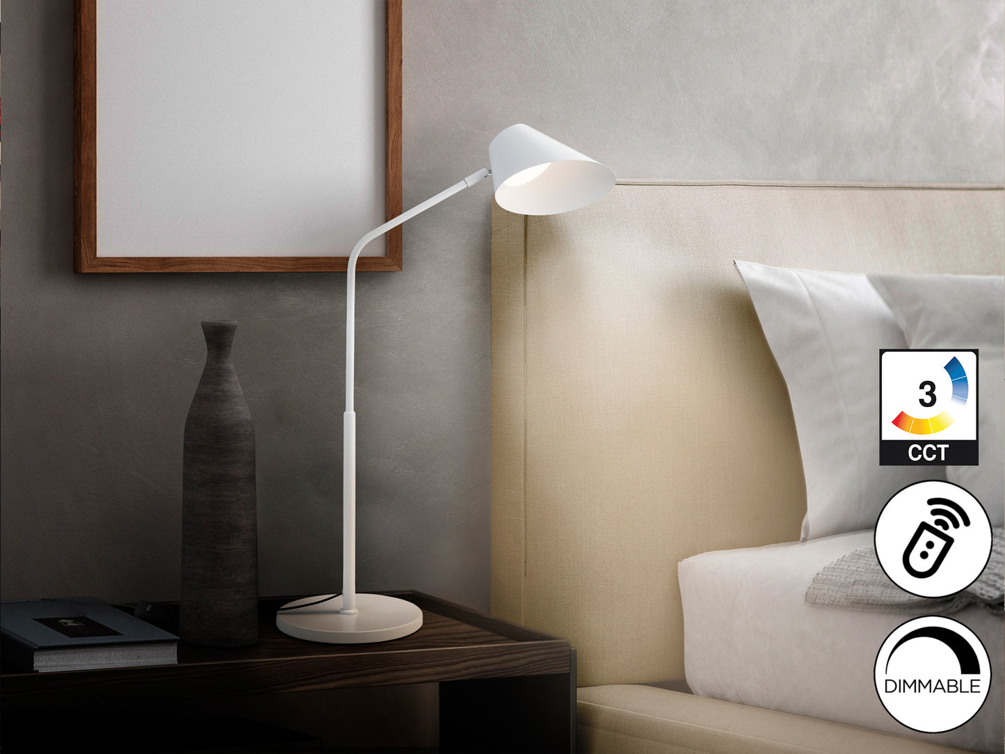 ```
Lámpara de sobremesa Esino blanco regulable LED de Schuller para dormitorio y oficina. Diseño moderno y minimalista | 215992
```