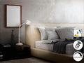 Lámpara de sobremesa Esino blanca de Schuller en dormitorio moderno, regulable con tecnología LED. Ideal para oficina y estilo minimalista. Ref. 215992.