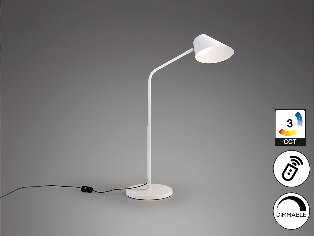 ```
Lámpara de sobremesa Esino blanca de Schuller para dormitorio u oficina, con diseño minimalista y moderno, luz LED regulable.
```