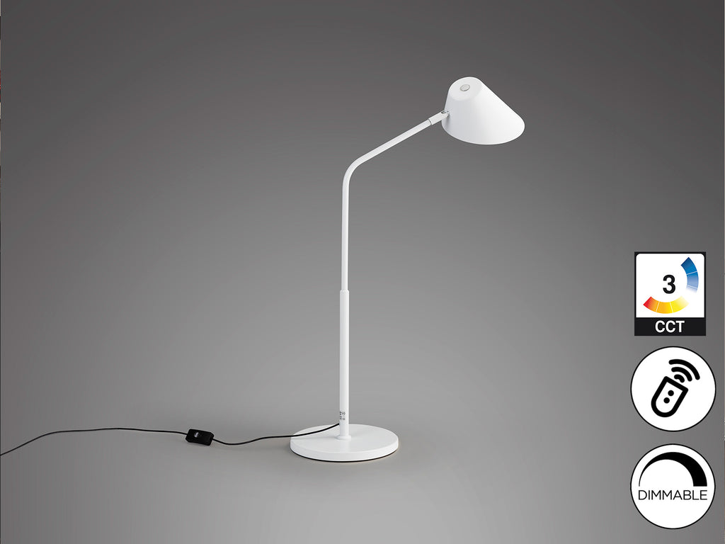 Lámpara de sobremesa Esino Blanco de Schuller, ideal para dormitorio y oficina. Diseño moderno y minimalista con luz LED regulable.