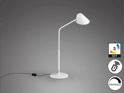 Lámpara de sobremesa Esino Blanco de Schuller, ideal para dormitorio y oficina. Diseño moderno y minimalista con luz LED regulable.