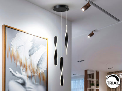 Lámpara de techo Twist 3L negro mate Schuller, diseño minimalista moderno para comedor y salón.