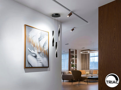 Lámpara de techo Twist 3L negro mate Schuller, diseño minimalista moderno para comedor y salón, iluminación interior en metal.