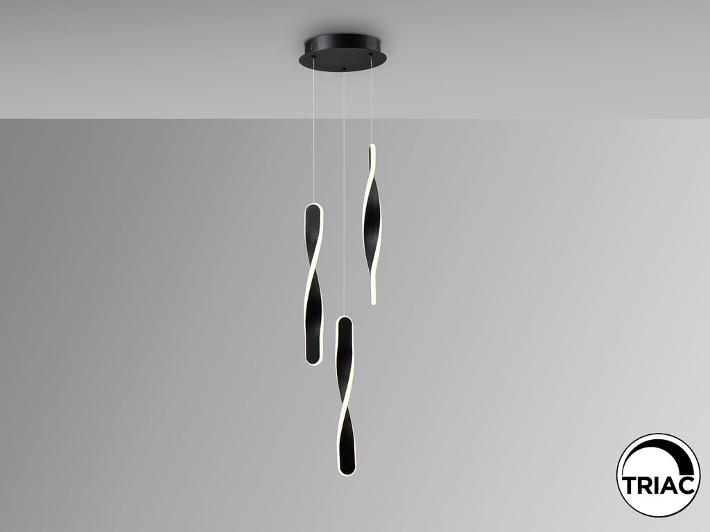 Lámpara de techo Twist 3 luces negro mate Schuller, diseño moderno minimalista para comedor y salón.