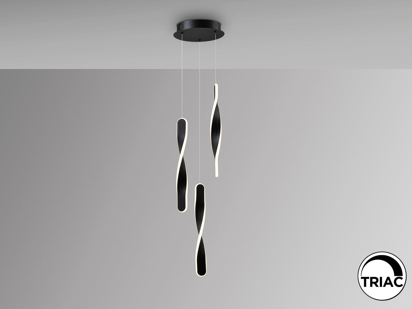 Lámpara de techo Twist 3 luces negro mate Schuller, diseño moderno minimalista para comedor y salón.