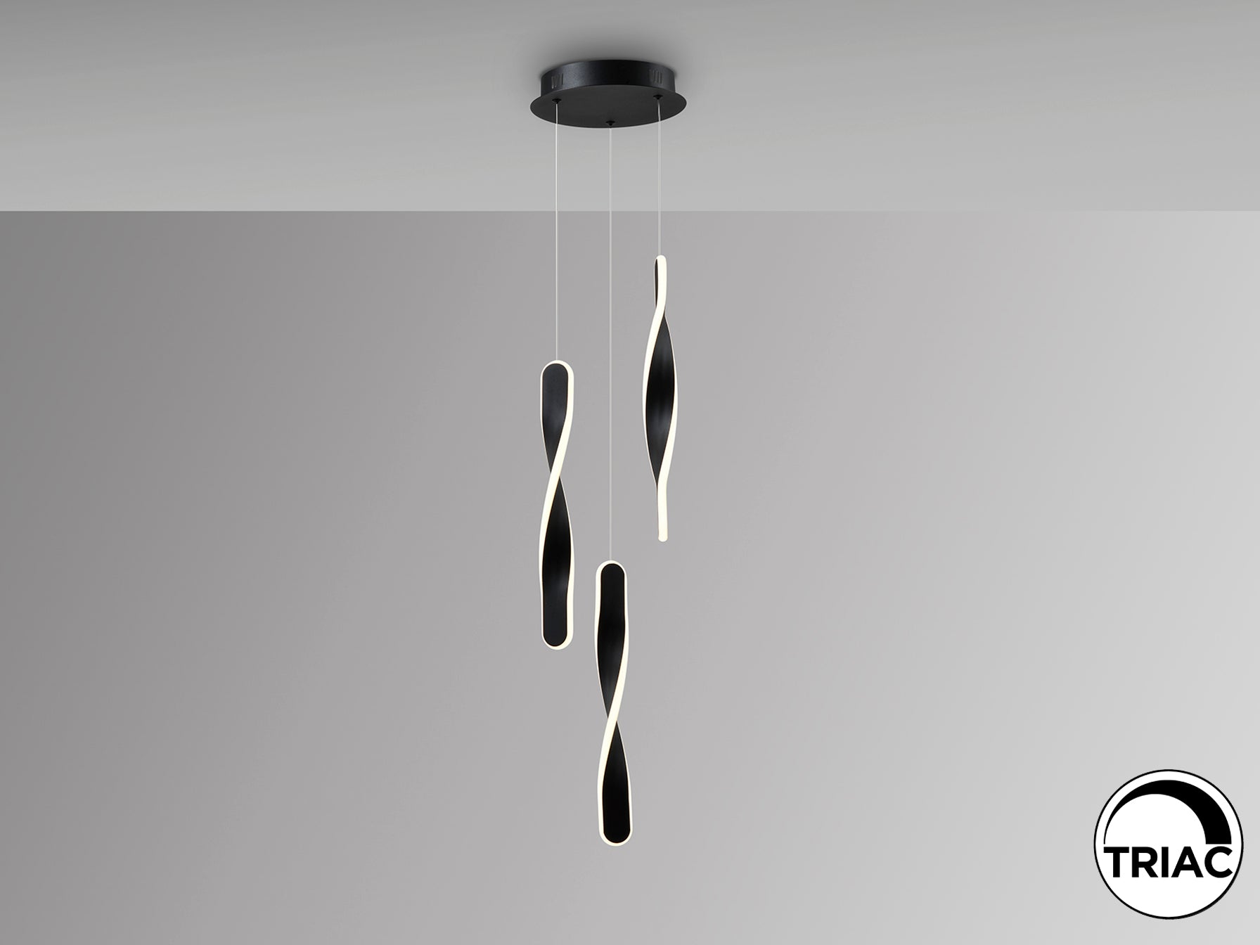Lámpara de techo Twist 3 luces negro mate Schuller, diseño moderno minimalista para comedor y salón.