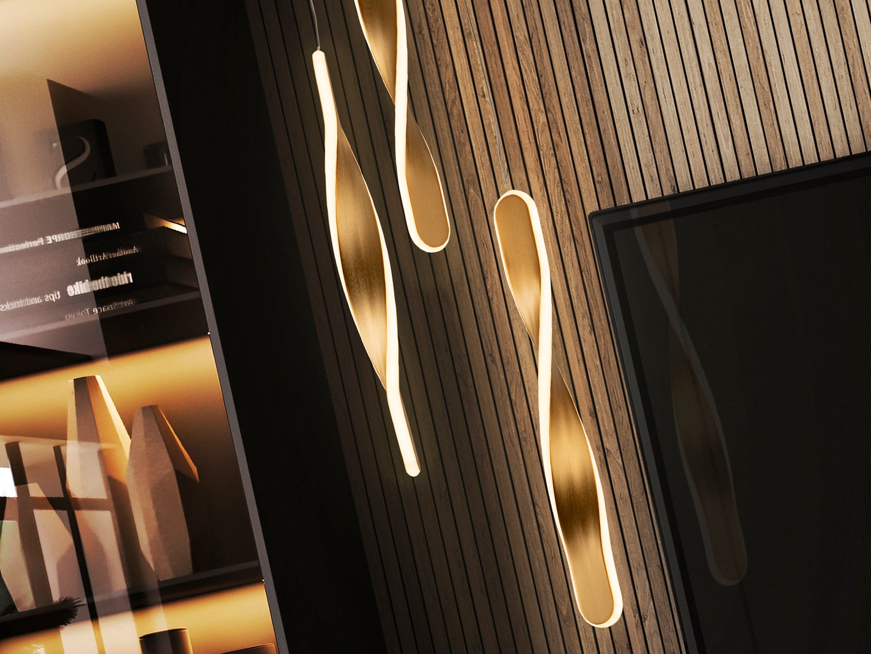 Lámpara de Techo Twist 3L Oro Cepillado Schuller para Comedor y Salón, Iluminación Interior Moderna e Industrial Sofisticado.