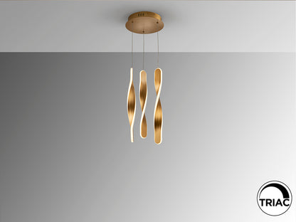 Lámpara de Techo Twist 3L Oro Cepillado Schuller, diseño Moderno Industrial para Comedor y Salón.