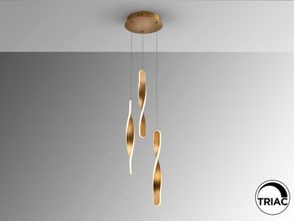 Lámpara de Techo Twist 3L en Oro Cepillado de Schuller, diseño moderno e industrial sofisticado para iluminación interior en comedor o salón, modelo 219381.