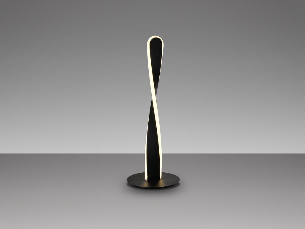 Lámpara de sobremesa Twist negro mate Schuller, diseño industrial moderno en metal, ideal para dormitorio, escritorio y salón.