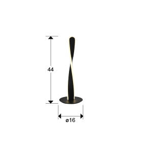 Medidas de Lámpara de sobremesa Twist en negro mate de Schuller, diseño moderno e industrial en metal, ideal para dormitorio, escritorio y salón.