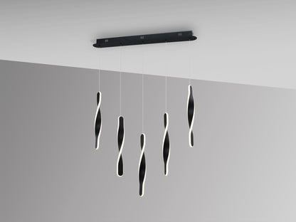 Lámpara de techo Twist Schuller con 5 luces negro mate, diseño moderno dimmable para salón.