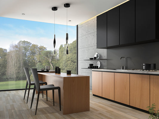 Lámpara Colgante Twist 1L Negro Mate Schuller 219640, diseño moderno LED, 11W 3000K, iluminación interior.