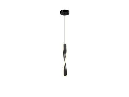 Lámpara Colgante Twist 1L Negro Mate Schuller, diseño moderno LED 11W 3000K, iluminación interior, 640lm, metal y opal.