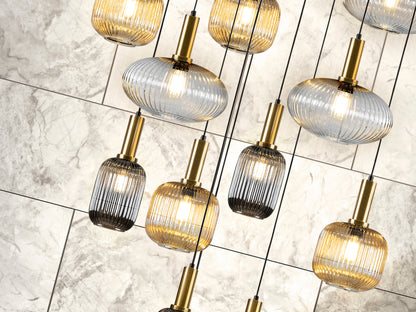 Lámpara de Techo Norma en Negro con Acabados de Latón y Cristal, Modelo Schuller 225892D, Dimmable y Moderno para Salón.