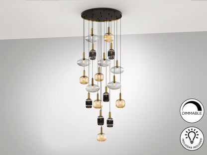 Lámpara de Techo NORMA Negro y Latón Schuller, diseño moderno y lujoso con cristal para comedor y salón.