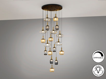 Lámpara de Techo NORMA en Negro y Latón de Schuller, diseño moderno y lujoso con cristal para comedor o salón.