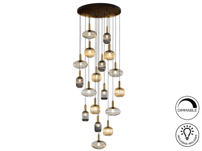 Lámpara de Techo NORMA en Negro y Latón de Schuller, diseño moderno y lujoso para comedor o salón.