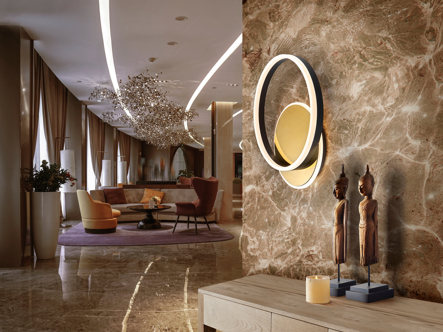 Plafón Oriel Oro Negro Schuller 226387 - Lámpara de techo LED moderna en acero y negro mate para iluminación interior.