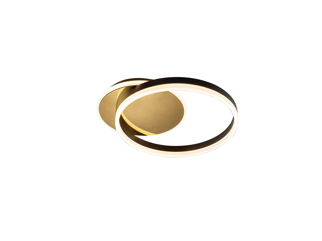 Plafón Oriel Oro Negro Schuller 226387 - Lámpara LED moderna de techo en acero y negro mate.