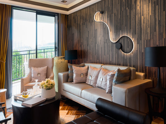 Aplique de pared Grafos Grande en negro de Schuller, modelo 227018, diseño moderno minimalista con iluminación LED para dormitorio y salón.