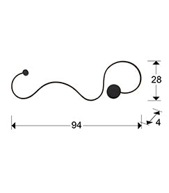 Medidas de Aplique Grafos Grande Negro Schuller 227018 - Lámpara de pared moderna minimalista en acero LED para dormitorio y salón.