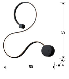 Medidas de Aplique de pared Grafos negro mate Schuller con iluminación LED minimalista moderna en acero para dormitorio y salón. Modelo 227117.