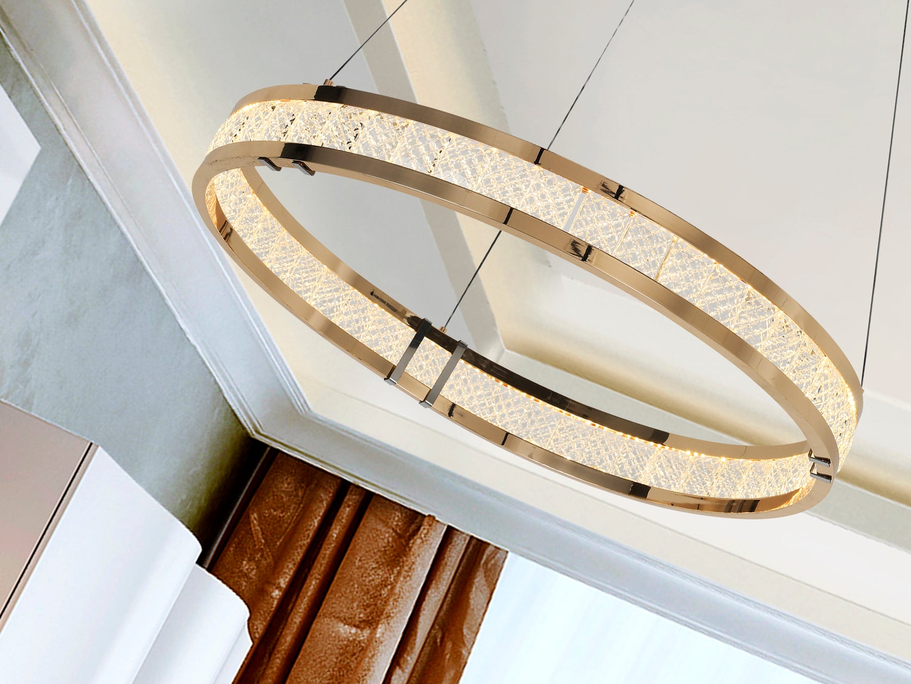 Lámpara de Techo Lorian Schuller con Aro Dorado, Brillo LED Integrado, para Comedor y Salón Moderno.