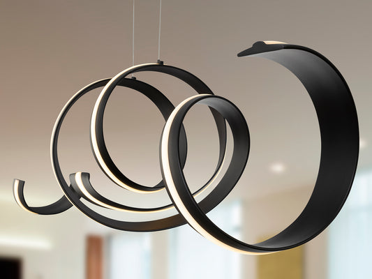 Lámpara de techo AMARA negro mate Schuller 227438, diseño moderno en acero, LED dimmable y regulable en altura para comedor y salón.