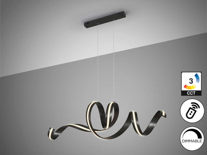 Lámpara de techo AMARA negro mate Schuller, diseño moderno con LED dimmable y altura regulable, ideal para comedor y salón.