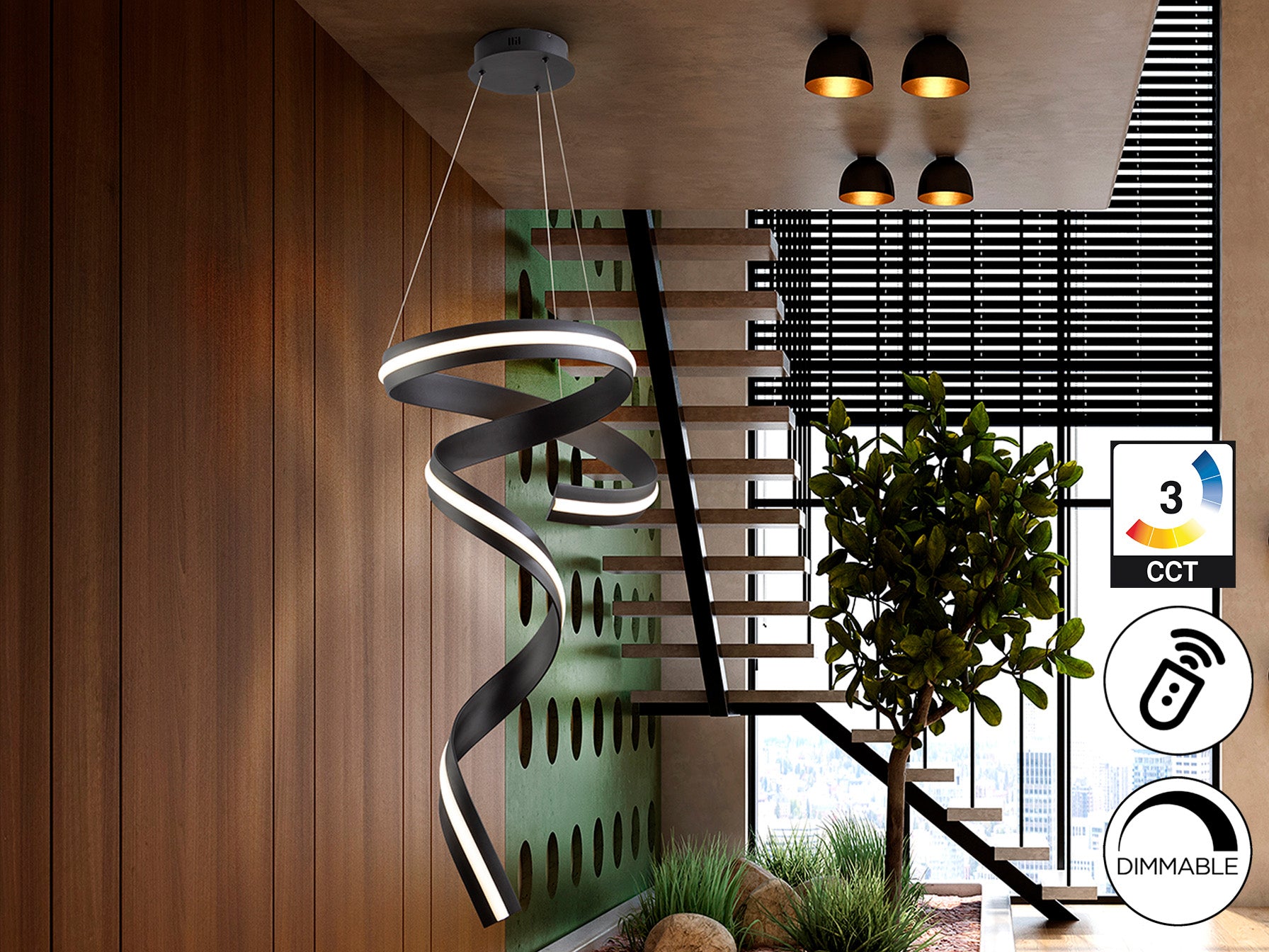 Lámpara de Techo Amara Vertical Negro Mate Schuller LED para Salón y Comedor con Diseño Moderno.