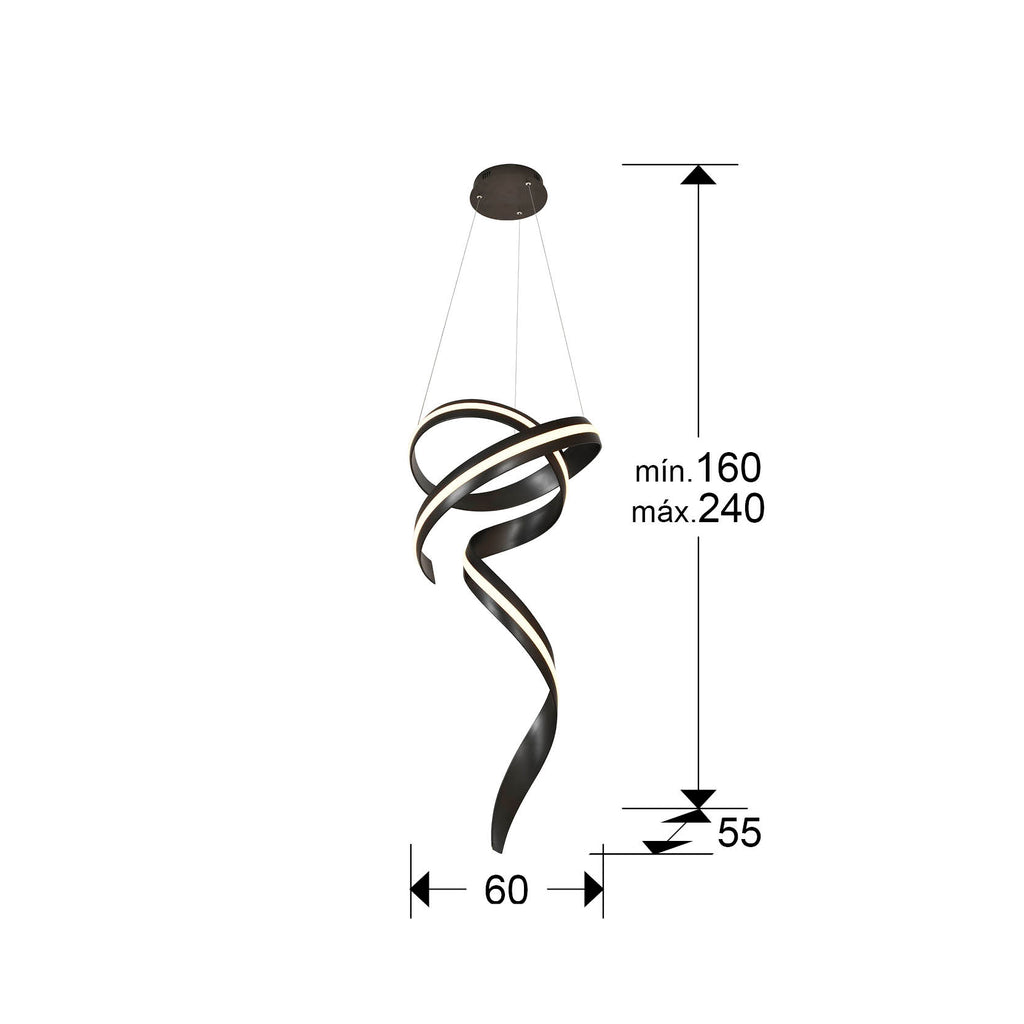 Medidas de Lámpara de techo Amara vertical negro mate Schuller, diseño moderno con iluminación LED para comedor y salón.