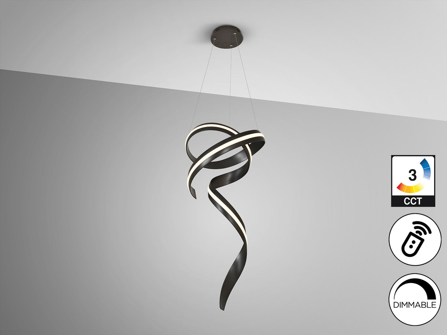 Lámpara de techo Amara vertical negro mate Schuller, diseño moderno con iluminación LED, ideal para comedor y salón, fabricada en acero y aluminio.